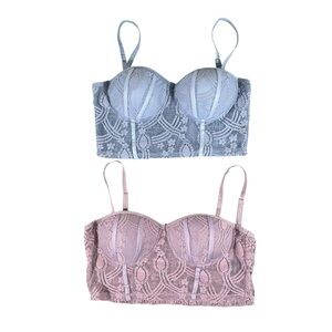 Haute Monde Lace Bralette Set of 2 Lavender and Blush